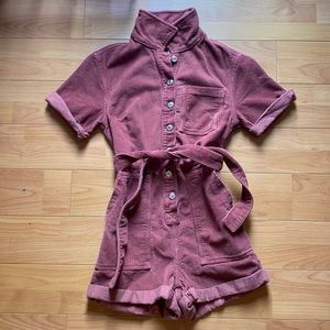 Topshop Burgundy-Brown Corduroy Romper